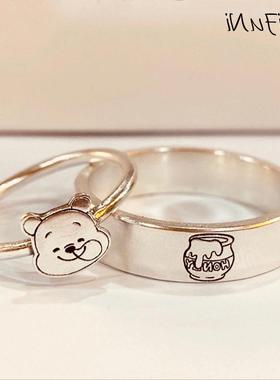 可爱噗噗熊情侣戒指蜜指环