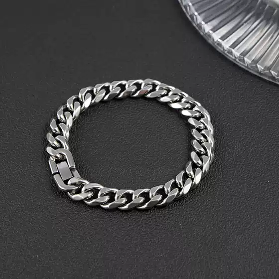 Titanium Steel Men's Cuban Bracelet European and American Trend Six-sided Grinding Bracelet Stainless Steel Fine Throwing Bracelet CE618