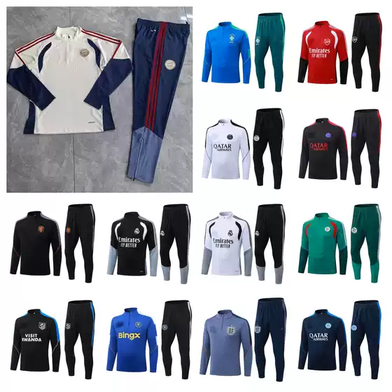 26 World Cup Football Uniforms National Team Brazil Training Uniform Long-Sleeved Suit Real Madrid England Italy France