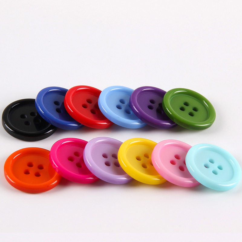 Wholesale Cross-border Candy-colored Buttons High Quality Thin Edge Resin Buttons Four-eye Buttons Colored Work Clothes Buttons