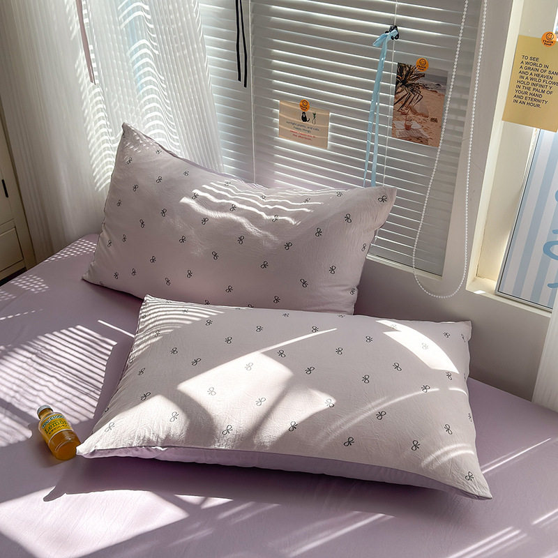 Class a Washed Cotton Four-Piece Set Pure Cotton Small Fresh Cotton Bed Bed Sheetss and Quilt Covers Student Dormitory Bedding Three-Piece Set 4