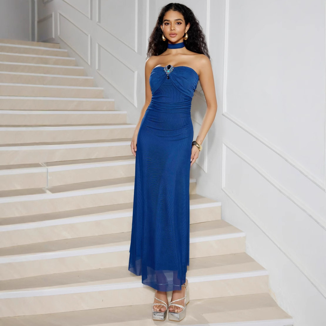 Elegant French Style Mesh Strapless Evening Dress Slim Fit High End Design Perfect for Parties Wholesale Available
