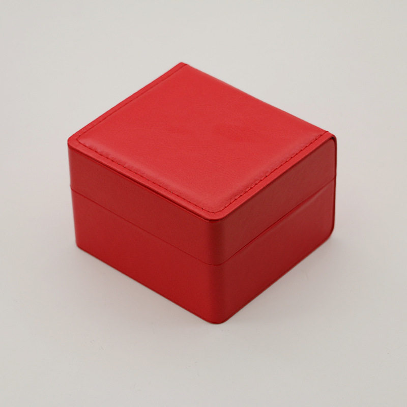 Fashionable Rounded Leather Watch Box Flip-Top Watch Box Gift Box Ready Stock Wholesale Watch Storage Jewelry Packaging Watch Box