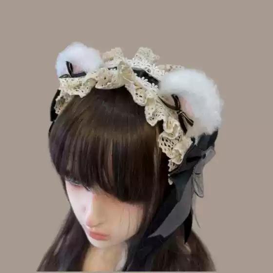 Lolita Headband Cute Lolita Kc Headdress Japanese Style Handmade Cosplay Comic Show Dress up Bear Ear Headband