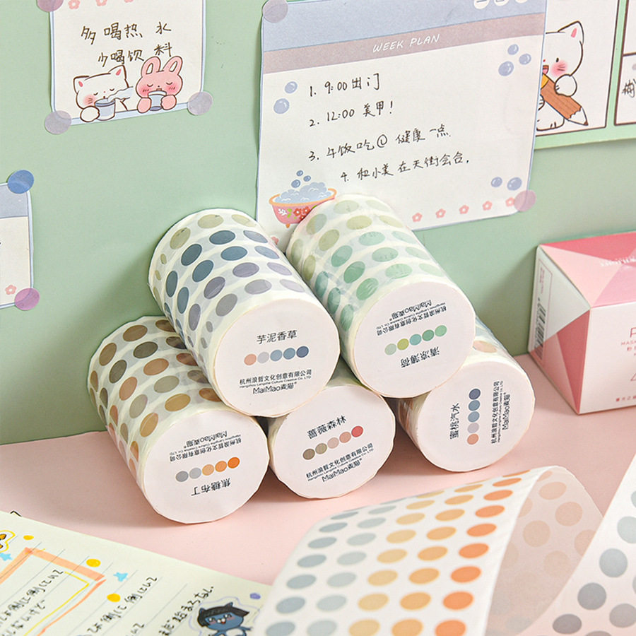 Morandi color basic solid color wave dot dot dot sticker tape ins Wind hand account and paper round dot sticker