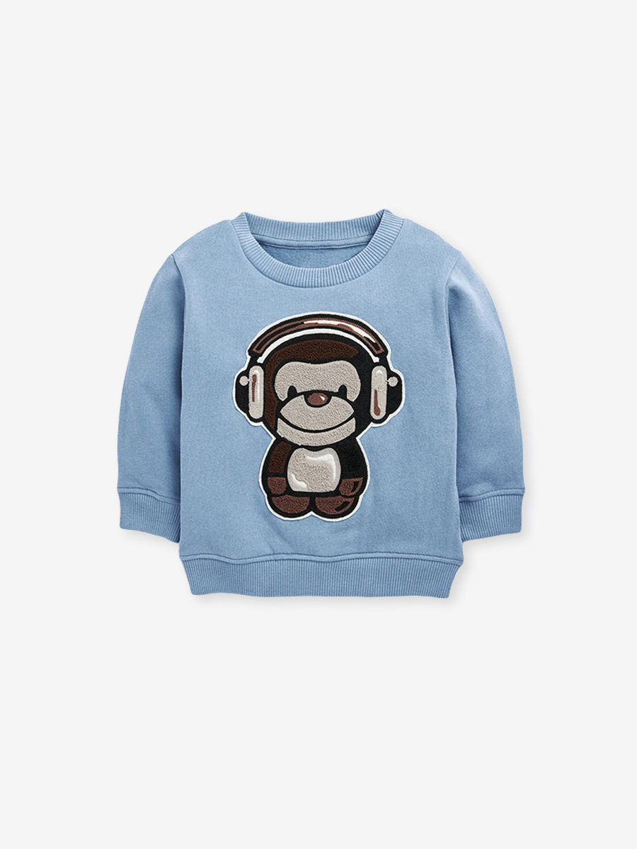 Kids' Cute Fleece-Lined Long-Sleeve Hoodie, Autumn Pullover Top