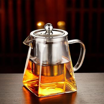 High borosilicate glass stainless steel tea drain electric ceramic stove heating and cooking integrated teapot high temperature resistant household teapot