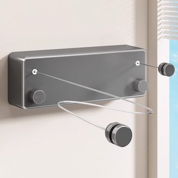 Double retractable clothesline indoor non-perforated balcony invisible shrink clothes-drying artifact toilet clothes-drying rack wire rope