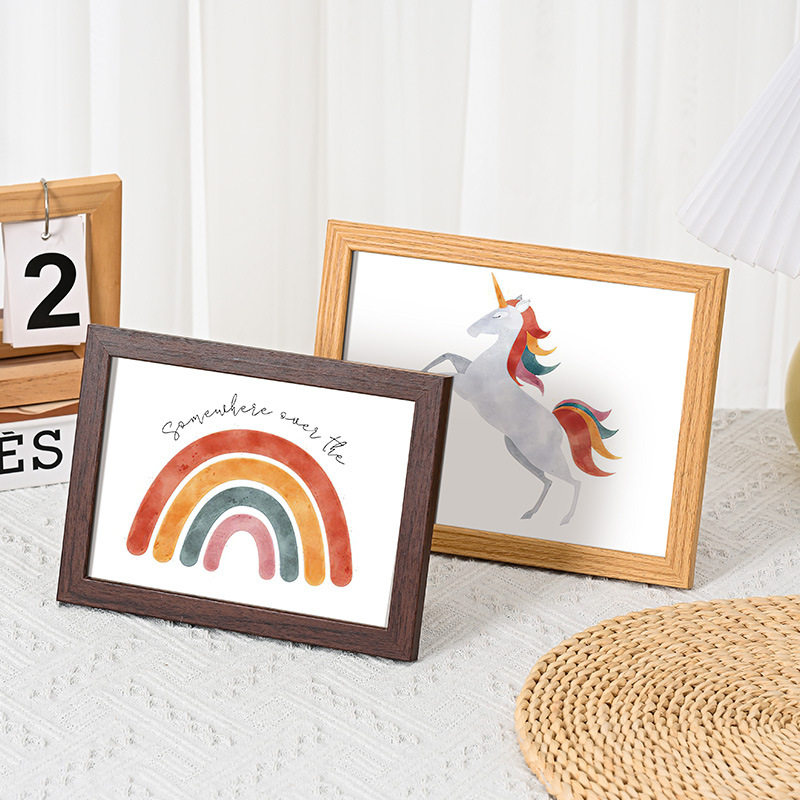 Wooden Photo Frame 6inch Tabletop Photo Frame 10inch Horizontal Frame A4 Puzzle Frame Oil Painting Frame Framed Outer Frame Photo Wall Hanging