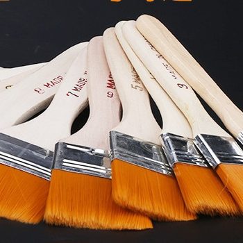 No. 1-12 Yellow Wooden Handle Soft-bristled Nylon Brush Wool Brush Small Brush Barbecue Brush Paint Board Brush