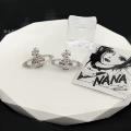 Silver powder saturn earrings