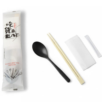 Disposable Chopsticks Four-Piece Set Wholesale Manufacturer Ready-Made Fast Food Tableware Set Packaged Takeaway Chopsticks Meal Package