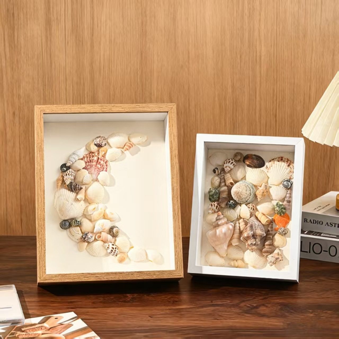 Beach Shell Collection Night Light Frame Picture Frame Hollow Photo Frame Album Creative Decoration Three-Dimensional Ornament with Light