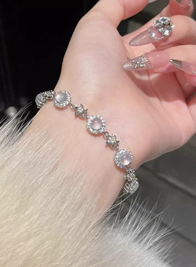 月光女神新中式锆石花朵手链女轻奢小众精致绝美手饰清冷感手串