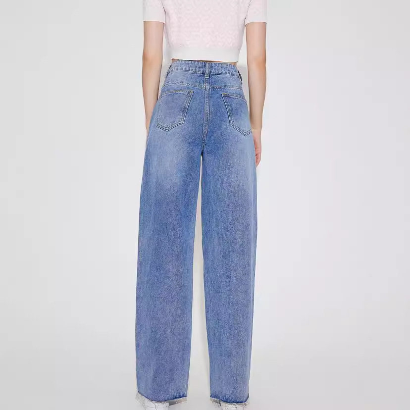 Wide Leg Straight Leg Jeans Casual Versatile Comfortable Womens Fashion for Everyday Wear Wholesale Available
