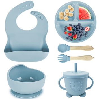 Bibs, Cups, Forks, Spoons, Silicone Tableware, Baby Food Bowls, Feeding Supplies, Food-Grade Plates, Cross-Border Mother and Baby Tableware