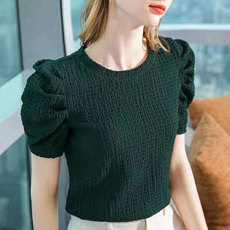 Womens Summer Short Sleeve T Shirt Lace Detail Pleated Design Casual Chic Style Available in Multiple Sizes and Colors