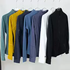 Women's Yoga Jacket Sleeveless Hoodless Sports Zip-Up Cardigan Solid Color Slim Fit Casual Fitness Long Sleeve