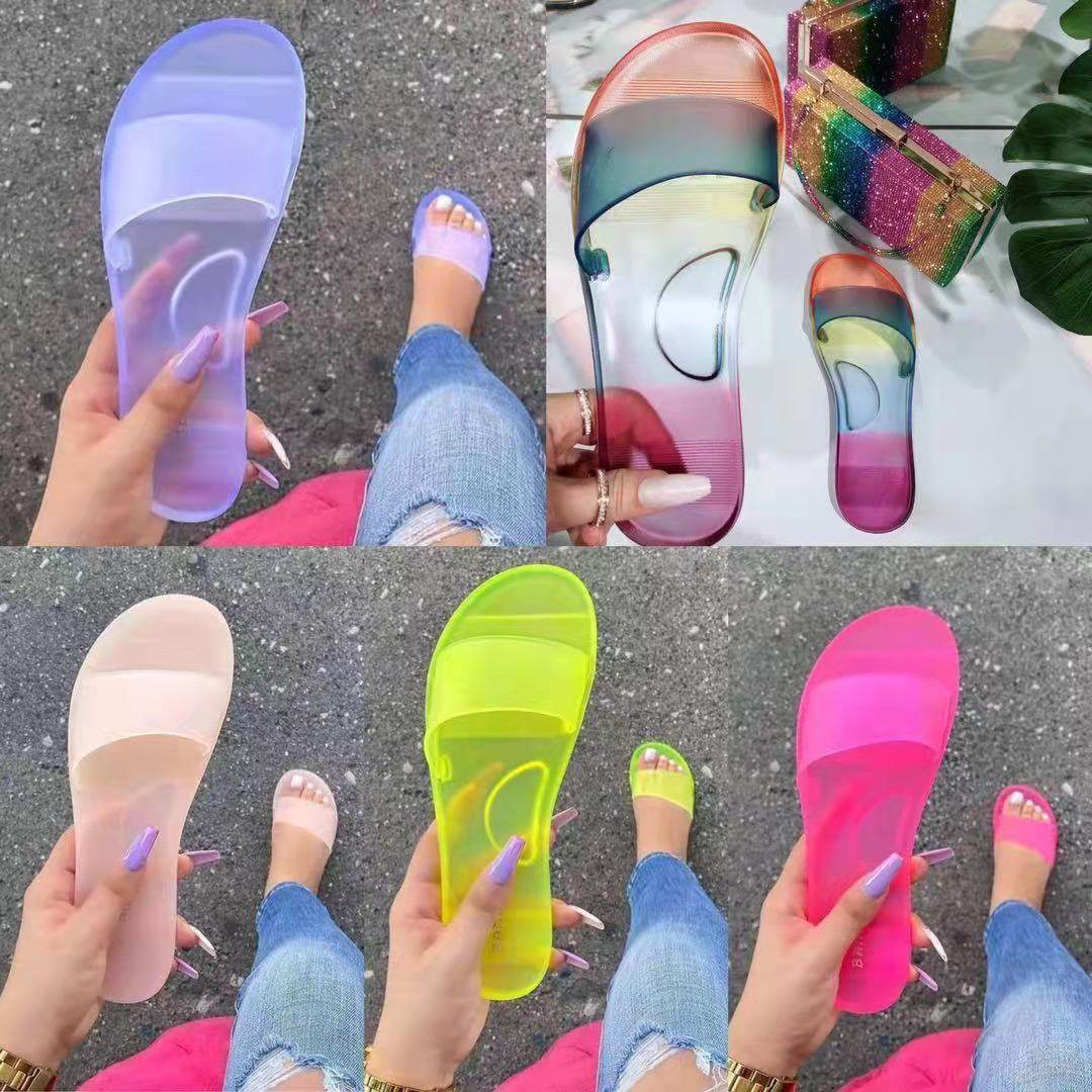 European and American foreign trade large size women's shoes 2022 independent station Amazon WISH Crystal Jelly sandals sandals slippers