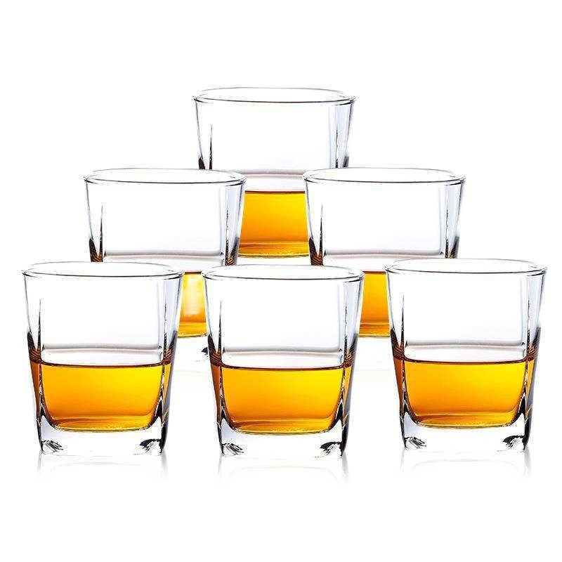 Thickened Whiskey Glass Household Crystal Glass Wine Glass Square Cup Only Set Factory Supply Chain Wholesale