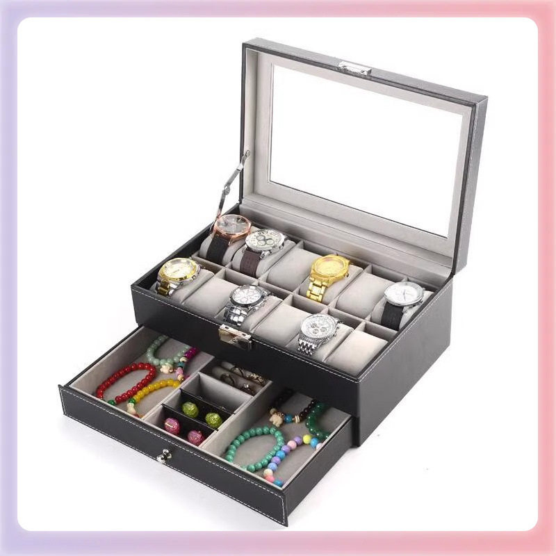 Display watch storage box wholesale watch home ready stock 6-bit watch 12-bit 3-pack leather box