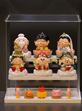 家居供奉摆件福气小神仙五路财神龛乔迁开业礼物寺玄关酒柜展示架