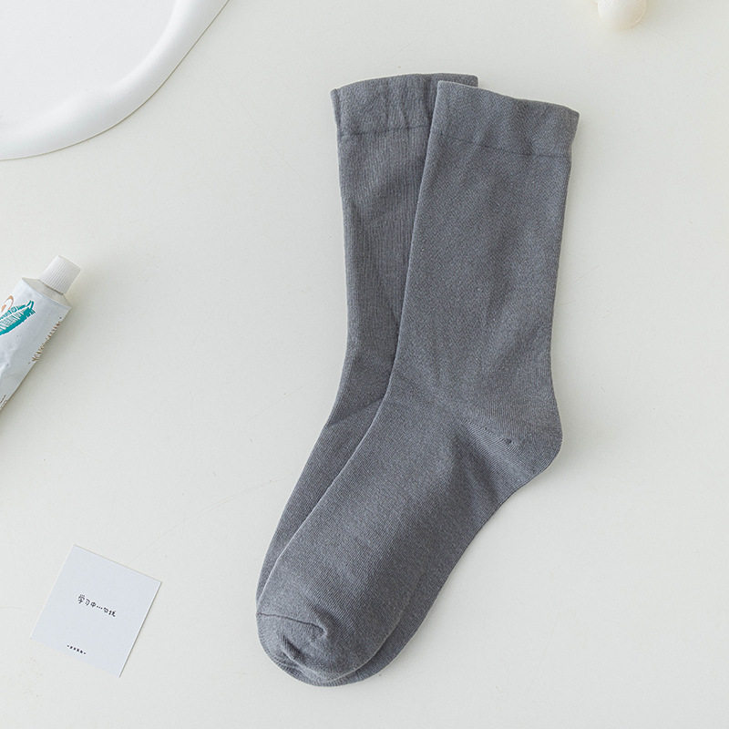 月子袜女ins潮中筒袜秋冬季百搭日系堆堆袜纯白色无骨袜女生长袜