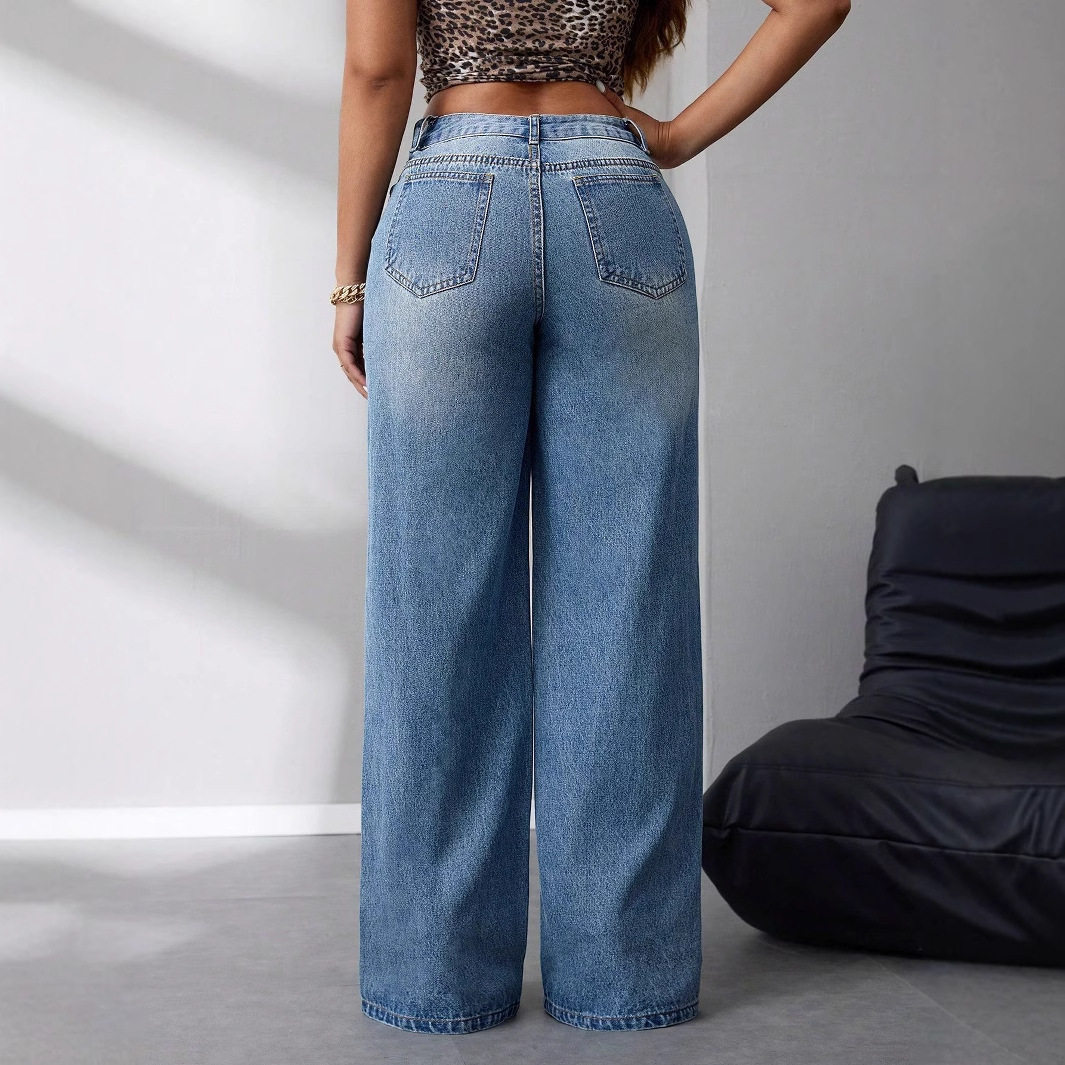 Loose Fit Wide Leg Denim Pants High Quality Fabric Casual Style Trendy Design Perfect for Everyday Wear Wholesale