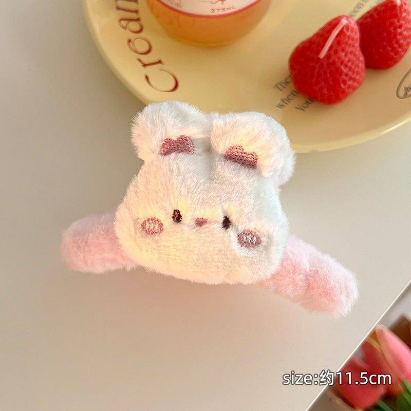 韩版新款甜美少女双面kt蝴蝶结毛绒抓夹卡通可爱鲨鱼夹高颜值发夹
