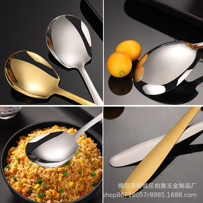 Stainless Steel Non-magnetic Dry Rice Spoon Enlarged Serving Spoon Hotel Public Spoon Buffet Restaurant Canteen Serving Spoon