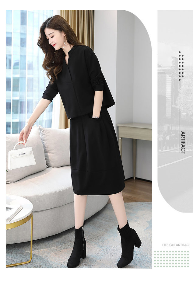 Set Bộ Áo Và Chân Váy Dáng Dài Nữ Tính Thu Đông Thanh Lịch Màu Nâu, Đen, Xám chi tiết 8
