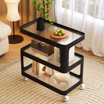 Sofa Side Table, Side Cabinet, Movable Coffee Table, Storage Rack, Light Luxury High-End Small Table, Living Room Trolley, Bedside