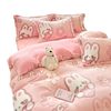 Snow velvet four-piece winter padded warm coral velvet double-sided velvet quilt cover 3D three-dimensional cartoon milk velvet wholesale