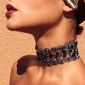 Fashion diamond neck chain AliExpress hot-selling European and American foreign trade horse eye crystal neck chain clavicle rhinestone necklace