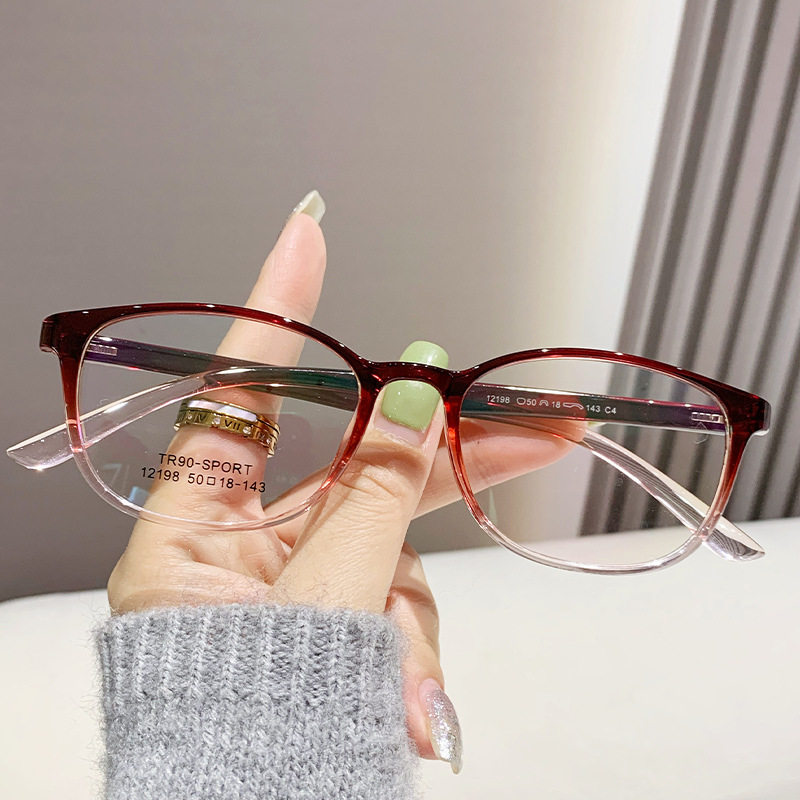 Ultra-light TR90 small fresh student myopia glasses frame new retro gradient fuchsia full small face glasses frame