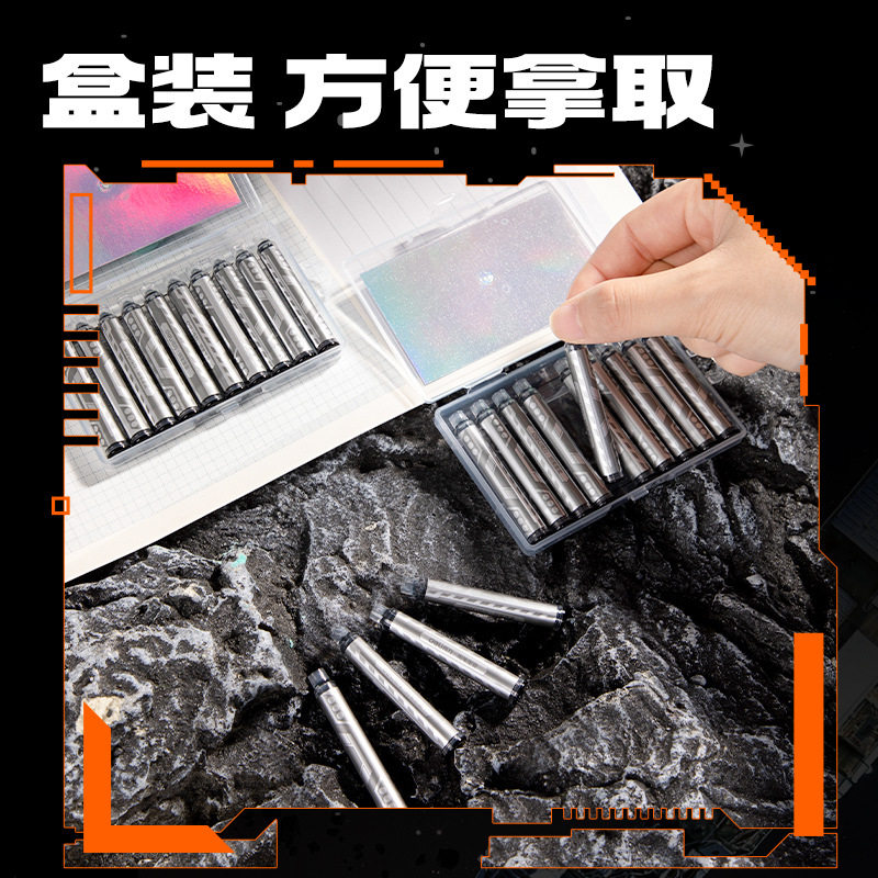 Deli Ss029 Ink Cartridge Easy-To-Clean Student Fountain Pen Ink Cartridge 3.4mm Children's Handwriting Practice Crystal Blue Ink Blue Black Ink