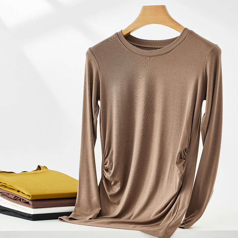 New Autumn and Winter Maternity Wear Maternity Tops Korean Style High Elastic Round Neck Maternity Bottoming Shirt Tops Maternity Autumn Wear