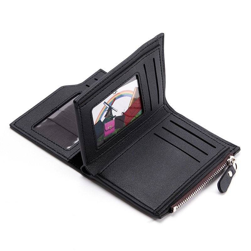 Cross-Border Supply 2023 Men's New Zipper Short Wallet with Multiple Card Slots, Fashionable Vertical Mini Snap Coin Purse