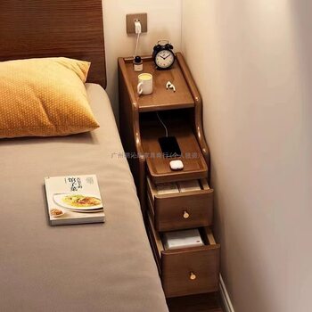 Solid Wood Bedside Table, Small Narrow Bedroom, Extremely Narrow Bedside Cabinet, Ultra-Narrow Gap Storage Cabinet, Simple Modern Storage Rack