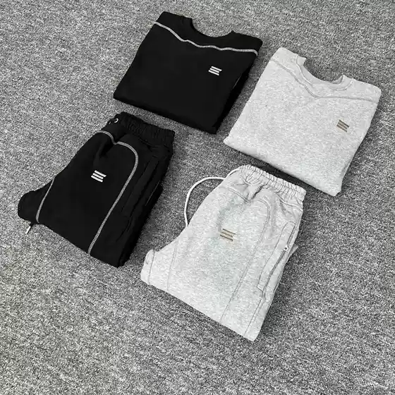 Business Attire's New High-Quality Trendy Round-Neck Embroidered Sweatshirt and Sweatpants Kroen Sports Suit