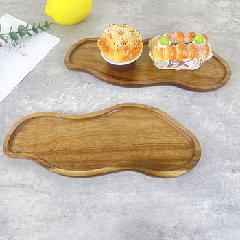 Cross-border Creative Solid Wood Peanut-shaped Acacia Wood Dinner Plate Household Fruit Snacks Tea Cup Wooden Tray Factory Wholesale
