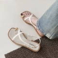 Square toe [white] sandals - 2cm thick pvc non-slip slippers