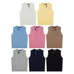 Early Autumn New Model Original Rl Ralph Lauren Small Logo Embroidered Cable Knit V-Neck Vest Sleeveless Cable Knit Sweater