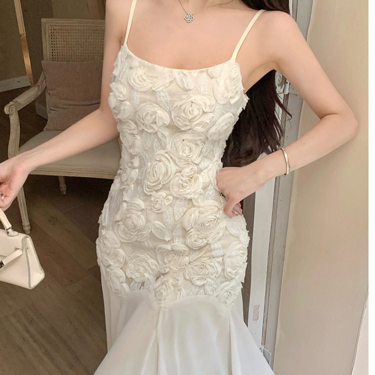 French Floral Lace Camisole Dress Elegant Mermaid Silhouette Summer Collection Perfect for Parties OEM Available
