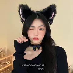 Cat Ear Bell Headband for Girls, Cosplay Cat Hairpin, Hair Accessory, Anime Lolita Hair Ornament, Bow Headband