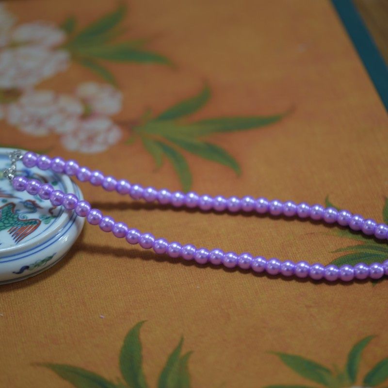 女款玻璃仿珍珠短项链百搭珍珠饰品DIY毛衣链锁骨韩版潮流国风