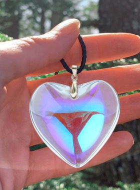 爱心项链心形吊坠玻璃千禧辣妹