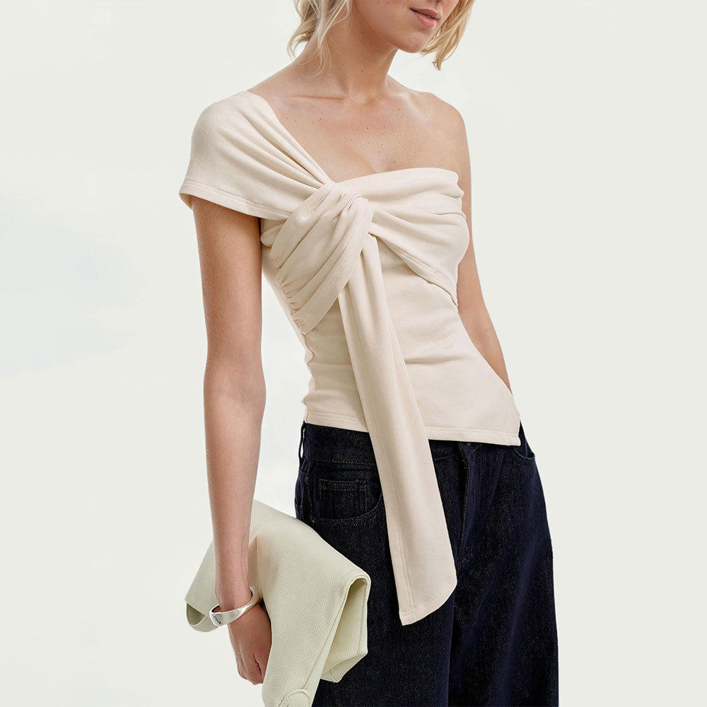 Summer Womens Cold Shoulder T Shirt Sexy Sleeveless Elegant Design High Quality Fabric Casual Wear Wholesale
