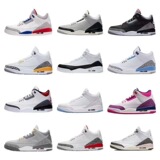 Мужская и женская баскетбольная обувь Putian shoes cross-border AJ3 Fujiwara Hiroshi white cement Black Samurai North Carolina Blue Joe 3 спортивная повседневная обувь