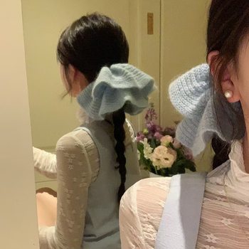 Japanese miscellaneous style ~ Korean style atmosphere super large flower bud solid color knitted hair ring romantic French gentle hair accessories